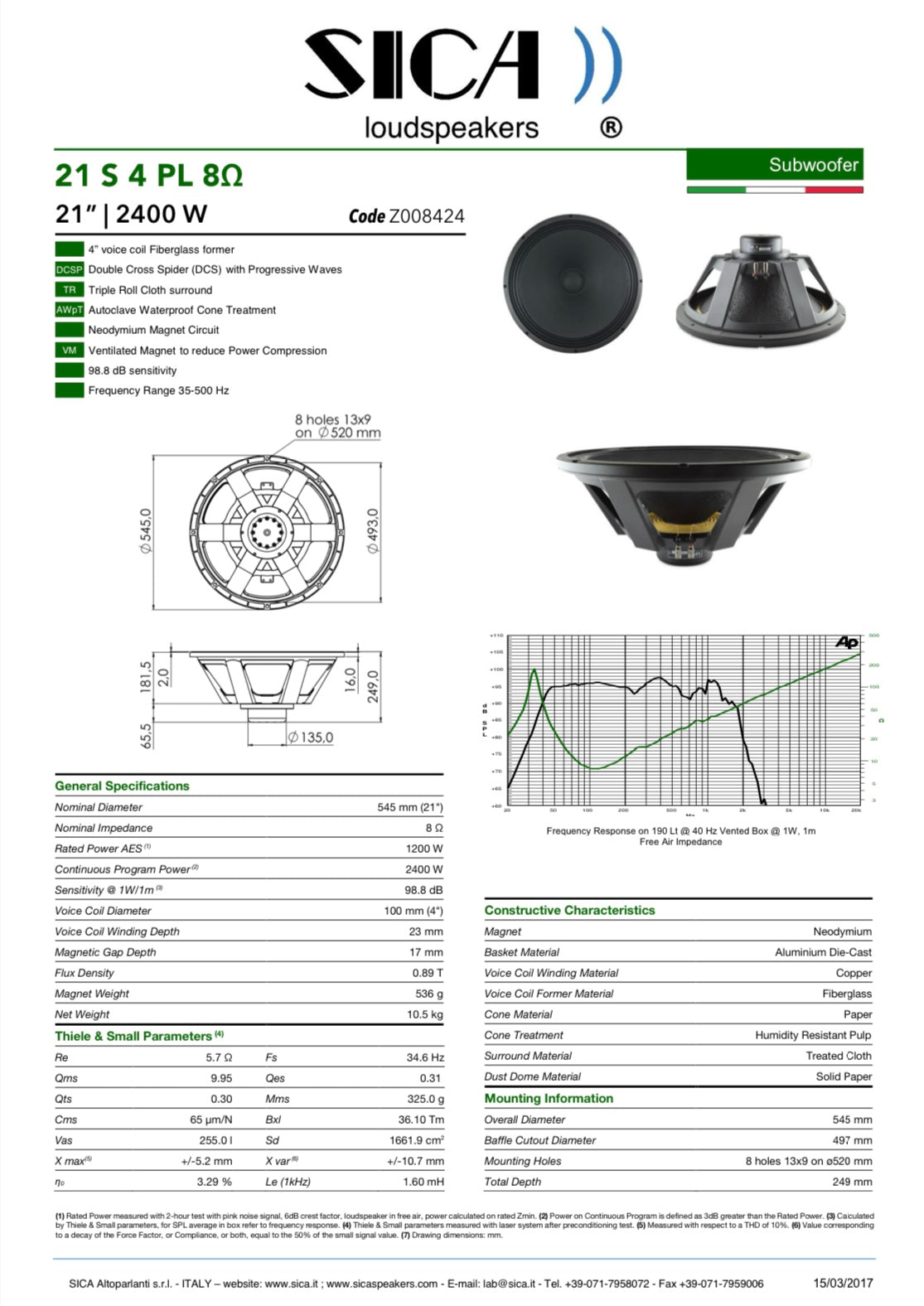 SICA )) 21 S 4 PL 8ohm